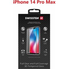 Swissten Ultra Durable 3D Full Glue Glass Apple IPhone 14 Pro Max Black