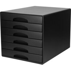 Leitz Esselte-Leitz LEITZ Schubladenbox Plus, 6 Schübe, schwarz für Format DIN A4 Maxi, Schubladen mit Auszugsstopp, - 1 Stück (5212-00-95)