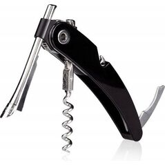 Vacu Vin Vacu Vin Single Pull Corkscrew, Black, Stainless steel, Plastic, Stainless steel, 38 mm, 19 mm, 135 mm