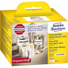 AVERY Avery A1933081, White, Rectangle, Permanent, Black on white, Roll, Polyester