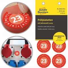 AVERY Avery 6946-2023, Red, Round, Permanent, White on red, Vinyl, 3 cm
