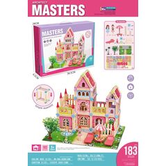 Triton Drewniany Domek Księżniczek z Klocków 183 el. dla dzieci 3+ Elementy konstrukcyjne + 2 Figurki Księżniczek + Akcesoria