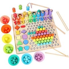 Triton Edukacyjny Zestaw Gier z Drewna dla dzieci 3+ Gra zręcznościowa Łowienie rybek + Nauka liczb + Układanie wzorów
