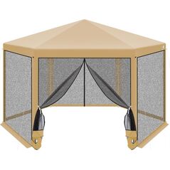 Saska Garden PAWILON OGRODOWY SZEŚCIOKĄTNY 2x2x2x2.5M Z MOSKITIERĄ BEŻOWY