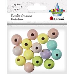 Titanum Koraliki drewniane okrągłe pastel 15szt