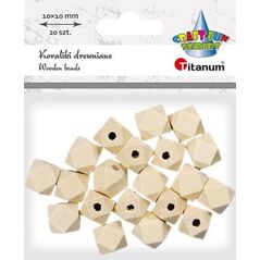 Titanum Koraliki drewniane kostki ścięte 20szt