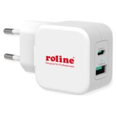 Ładowarka Triton Ładowarka USB ROLINE z wtyczką Euro, 2 porty (typ A QC3.0, typ C PD), 20W