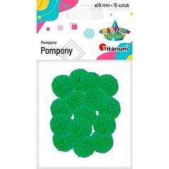 Titanum Pompony poliestrowe 18mm zielone 15szt