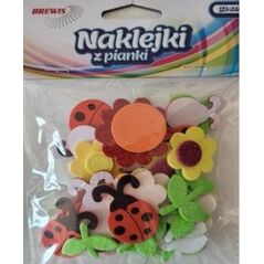 BREWIS Naklejki z pianki - kwiatki i biedronki 32szt