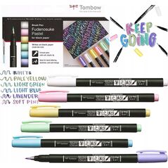 Teka Flamastry pędzelkowe Fudenosuke pastel.. 6 kolorów