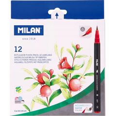 Teka Flamastry pędzelkowe Watercolour 12 kolorów MILAN