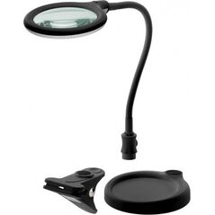 Lampka biurkowa Goobay Lampa lupa LED z podstawą/zaciskiem, 6 W, czarny