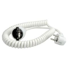 Kabel zasilający Bachmann Przedłużacz spiralny z uziemieniem BACHMANN 230V/16A, biały, 2 m