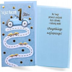 Yeku Karnet Urodziny Roczek autko