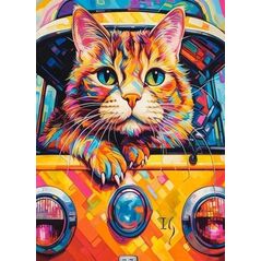 Castorland Puzzle 100 Cat Bus Travel CASTOR