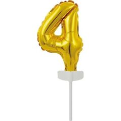 AMSCAN Balon foliowy mini cyfra 4 złota 8x12cm