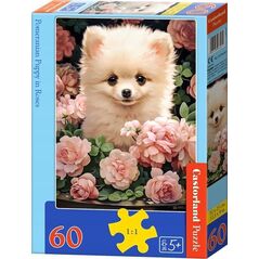 Castorland Puzzle 60 Pomeranian Puppy in Roses CASTOR