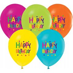 PartyDeco Balony Happy Birthday 30cm 5szt