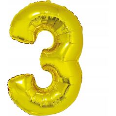 GoDan Balon foliowy Smart cyfra 3 złota 92cm