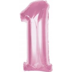 GoDan Balon foliowy cyfra 1 jasnoróżowa Smart 92cm