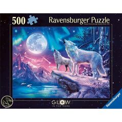 Ravensburger Puzzle 2D 500 ¦wiec±ce - Wilk w zorzy polarnej