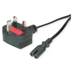 Kabel zasilający Triton Kabel zasilający VALUE UK z płaskim złączem euro C7, 2-biegunowy, czarny, 1,95 m