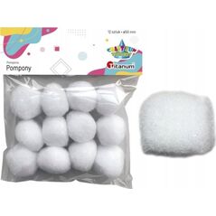 BREWIS Pompony poliestrowe 12szt białe