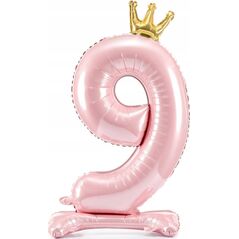 PartyDeco Stoj±cy balon foliowy 9 jasny róż 84cm