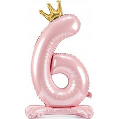 PartyDeco Stoj±cy balon foliowy 6 jasny róż 84cm