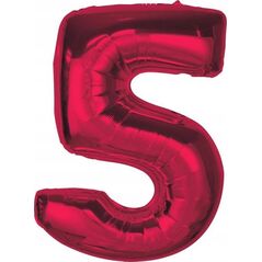 GoDan Balon foliowy cyfra 5 czerwona Smart 92cm