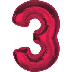 GoDan Balon foliowy cyfra 3 czerwona Smart 92cm