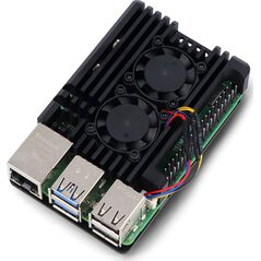 OEM Obudowa do Raspberry Pi 5 z dwoma wentylatorami - aluminiowa - czarna}