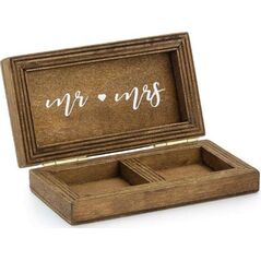 PartyDeco Drewniane pudełko na obrączki, 10x5.5 cm