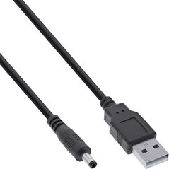 InLine InLine® USB DC power adapter cable, USB A male plug to DC plug 4.0x1.70mm, black, 1m