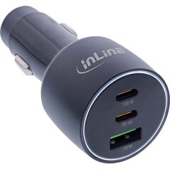 InLine InLine® USB car power adapter Power Delivery, 2x USB-C + QC USB-A, black, max. 100W