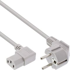 Kabel zasilający InLine InLine® Power cable, Schutzkontakt CEE7/7 angeled to 3pin IEC-C13 angeled, grey, 0.5m