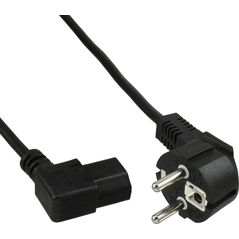 Kabel zasilający InLine 60pcs. Bulk-Pack InLine® Power cable, CEE7/7 angled to IEC-C13 left angled, black, H05VV-F, 3x0.75mm², 0.5m