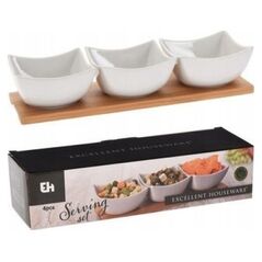 Excellent Houseware Miseczki na przekąski porcelanowe białe 30 cm 4 el.