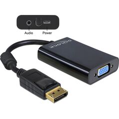 Adapter AV Delock DisplayPort - D-Sub (VGA) + Jack 3.5mm czarny (65439)