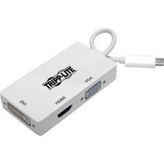 Wieloportowy adapter USB-C (M/3xF) 4K HDMI, DVI, VGA, HDCP U444-06N-HDV4K  Biały
