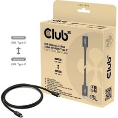 Club3D Kabel USB4 v2 Typ-C, 80Gbps, Certifikovaný kabel, 4K540Hz, 16K60Hz, PD 240W, 1m