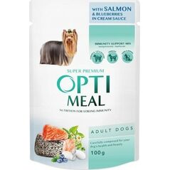 Synteza OPTIMEAL PIES sasz.100g ADULT ŁOSOŚ       BORÓWKI w sosie /12