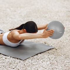 Rebel Mini piłka gimnastyczna do pilates rehabilitacyjna 25cm z pompką ręczną, kolor szary , REBEL ACTIVE