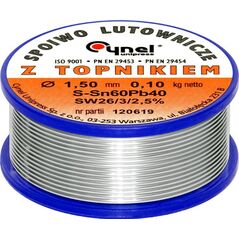 Cynel Lydmetalis su fliusu CYNEL Sn60Pb40 SW26 1.50mm 100g