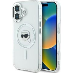 Karl Lagerfeld Karl Lagerfeld KLHMP16MHLSKIH iPhone 16 Plus 6.7" biały/white hardcase IML Metal Karl Head MagSafe