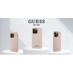 Guess Guess GUHCP16XSMBSLP iPhone 16 Pro Max 6.9" różowy/pink hardcase Silicone Script Metal Logo & Frame