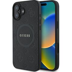 Guess Guess GUHMP16SPSAPSMEK iPhone 16 6.1" czarny/black hardcase Saffiano Peony Classic Logo MagSafe