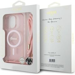 Guess Guess GUHMP16LHCTSGNSP iPhone 16 Pro      6.3" różowy/pink hardcase Crossbody Cord Script MagSafe