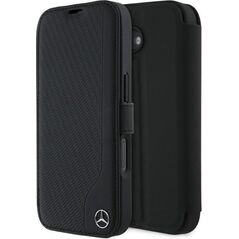 Mercedes Mercedes MEBKP16S23RBGVK iPhone 16 6.1"   czarny/black bookcase Leather Wood Imitation