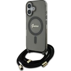 Guess Guess GUHMP16SHCTSGNSK iPhone 16 6.1"     czarny/black hardcase Crossbody Cord Script MagSafe